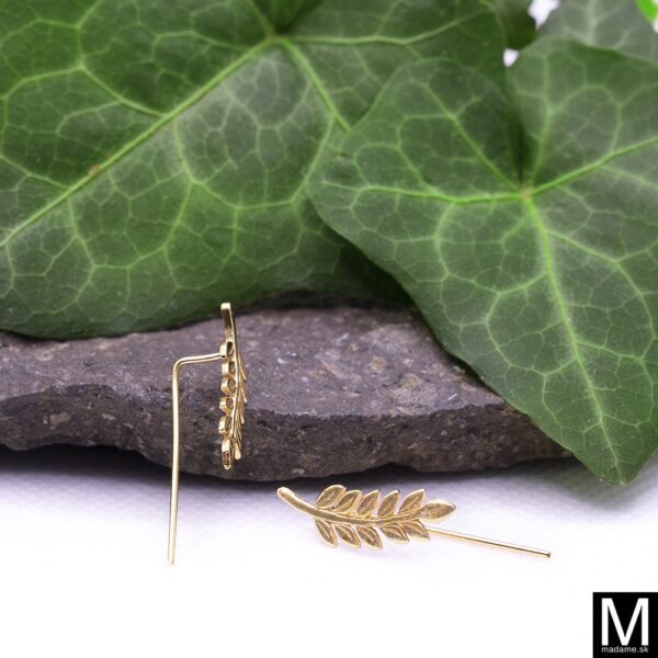 Náušnice “Vetvička s listami” lemujúce ucho pozlátené 18K zlatom