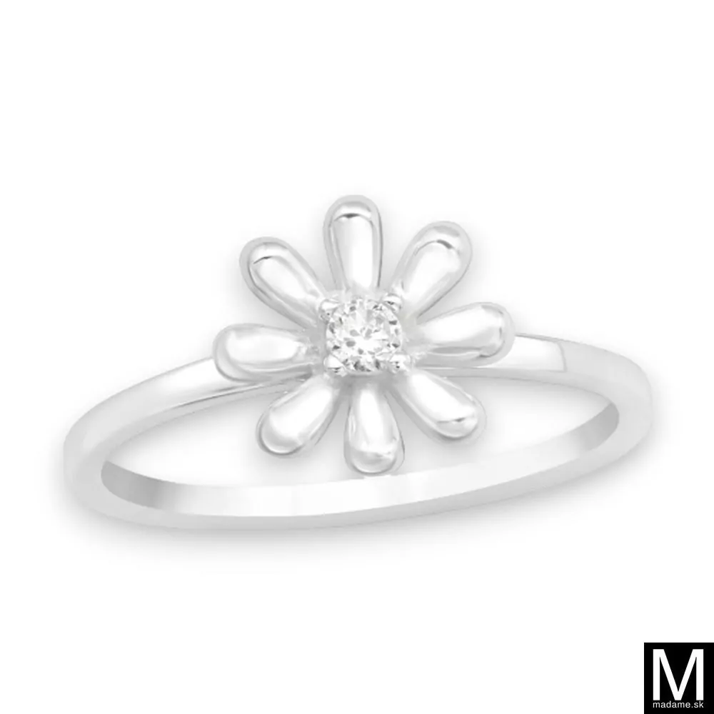 Strieborný prsteň kvetinka so zirkónom