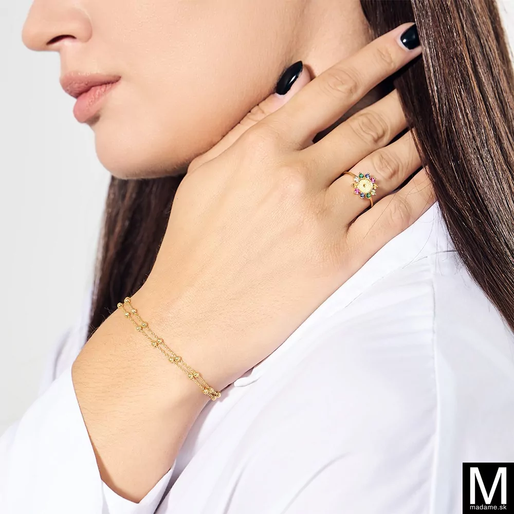 Dvojitý guľočkový náramok pozlátený 18k zlatom